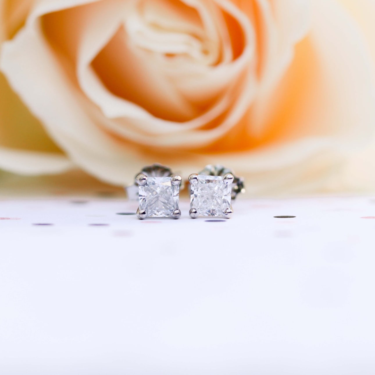 Solitaire Stud Earrings with 1.0 CT-3.0 CT Radiant Cut Moissanite