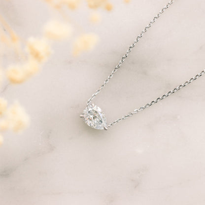 Solitaire Necklace with 0.40 CT Floating Pear Cut Moissanite