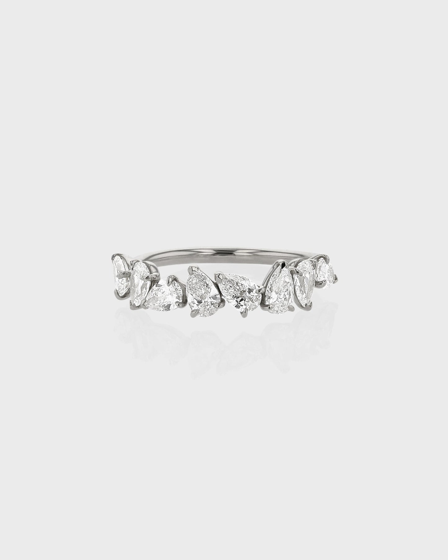 1.40 TCW Pear EF-VVS Diamond Half Endless Wedding Band