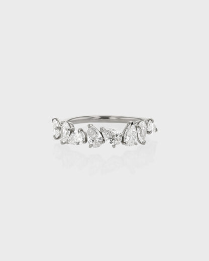1.40 TCW Pear EF-VVS Diamond Half Endless Wedding Band