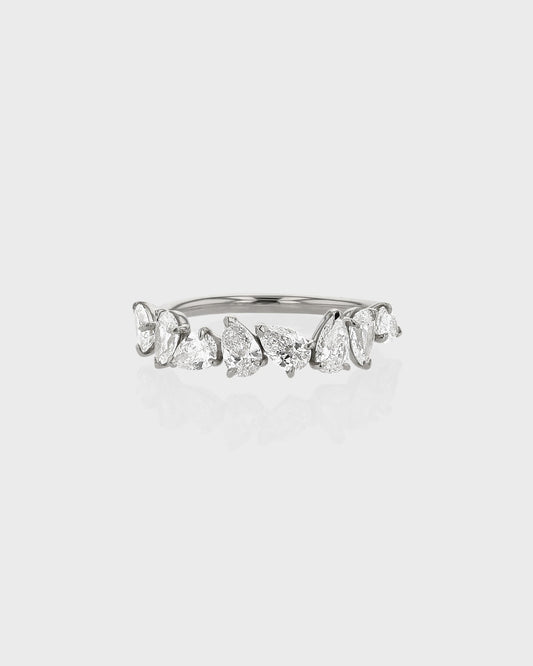 1.40 TCW Pear EF-VVS Diamond Half Endless Wedding Band