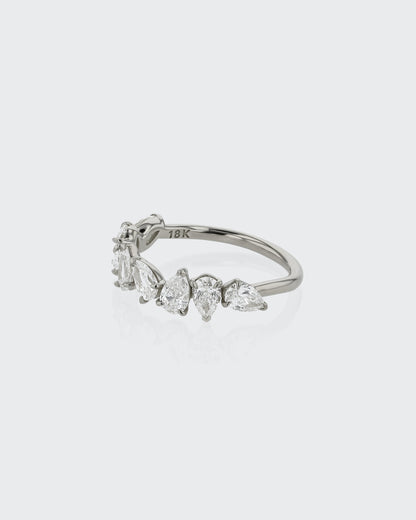 1.40 TCW Pear EF-VVS Diamond Half Endless Wedding Band