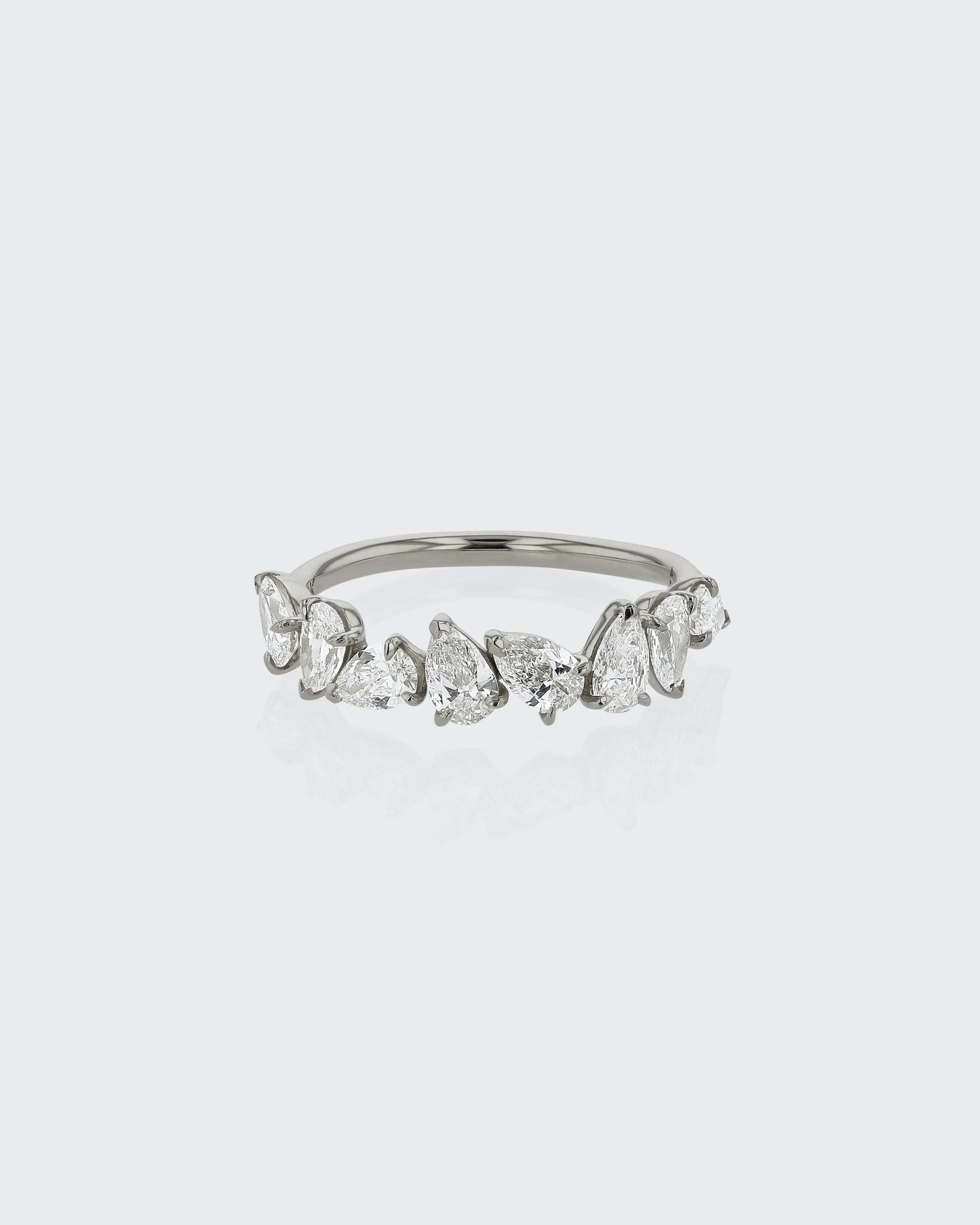 1.40 TCW Pear EF-VVS Diamond Half Endless Wedding Band