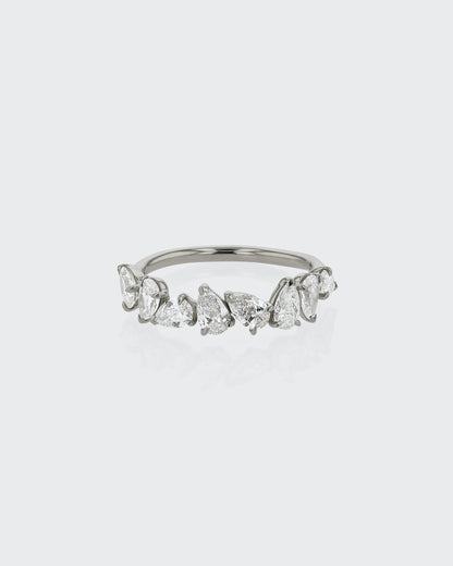 1.40 TCW Pear EF-VVS Diamond Half Endless Wedding Band