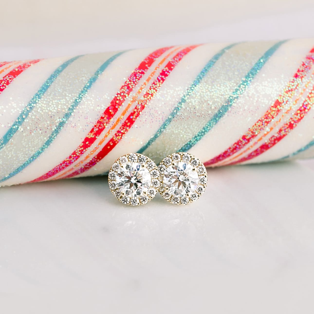 Halo Stud Earrings with 0.85 CT-1.85 CT Round Cut Moissanite