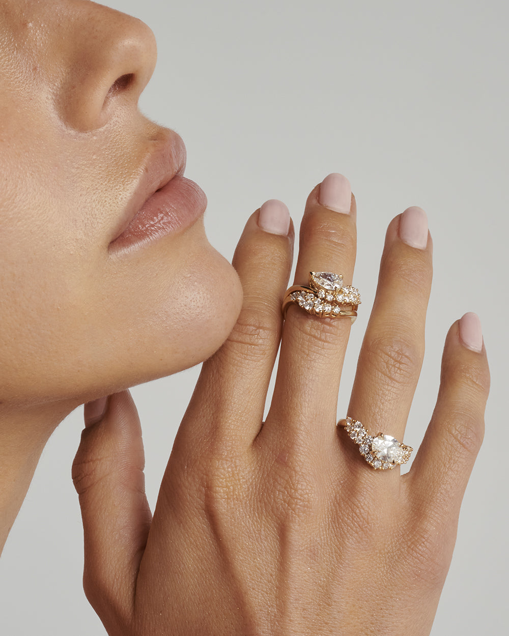 Mathilde- Pear Unique Cluster Style Lab Grown Diamond Engagement Ring