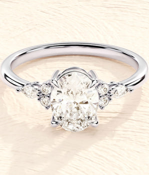 Cluster Ring with 2.0 CT Oval Moissanite