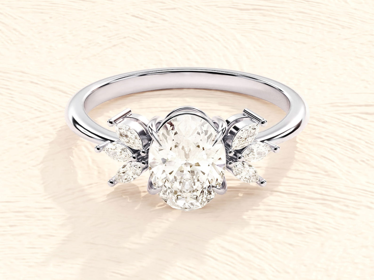 Cluster Ring with 1.50 CT Oval Moissanite
