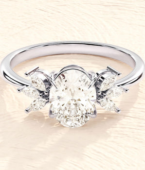 Cluster Ring with 1.50 CT Oval Moissanite