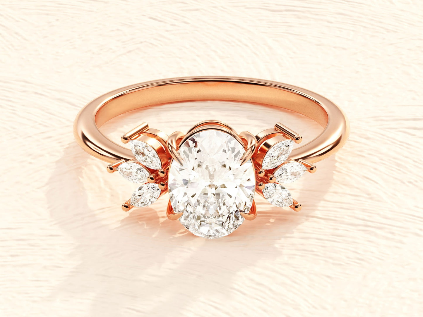 Cluster Ring with 1.50 CT Oval Moissanite
