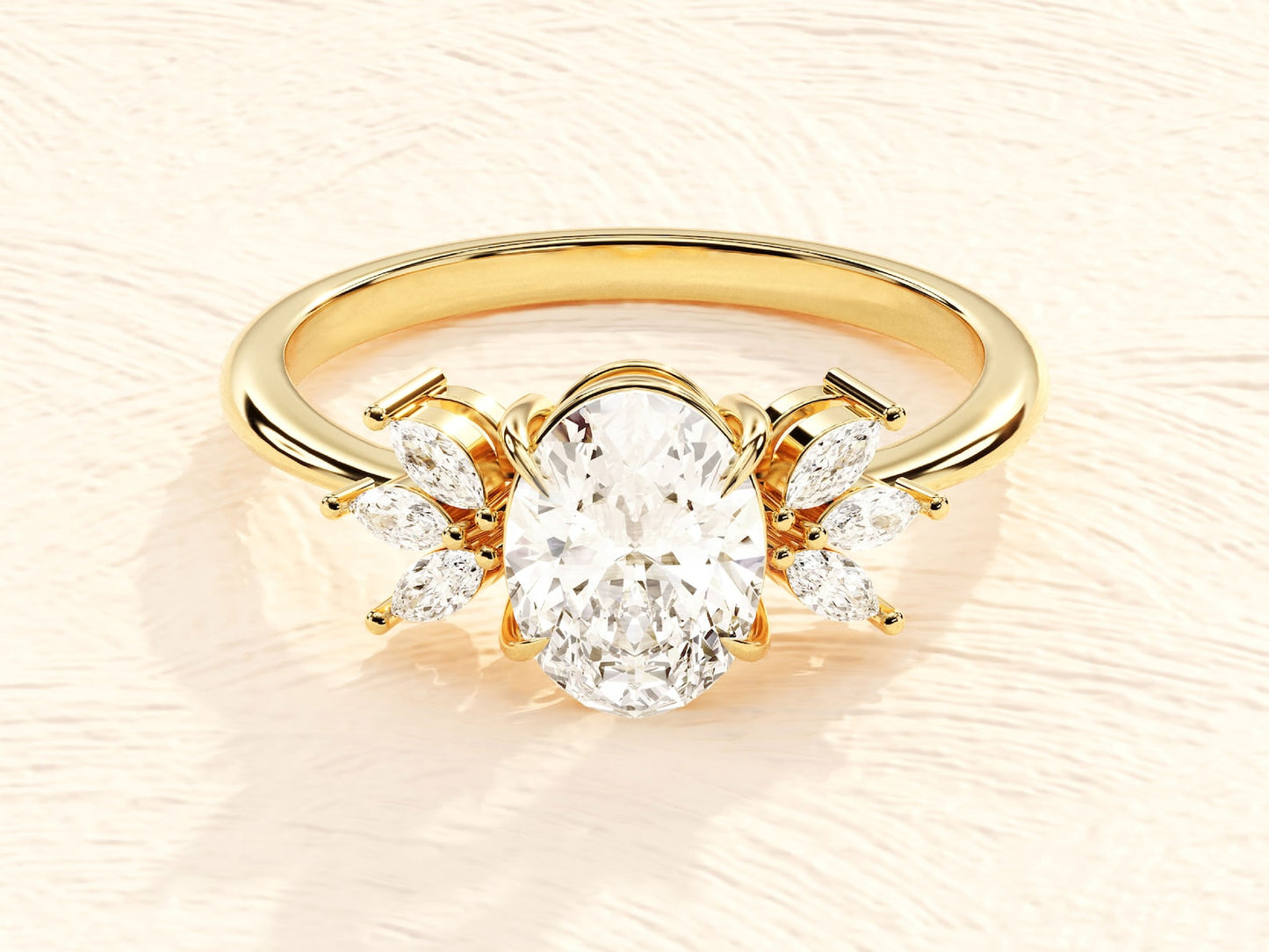 Cluster Ring with 1.50 CT Oval Moissanite