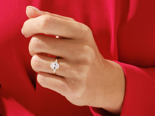 Cluster Ring with 2.0 CT Oval Moissanite