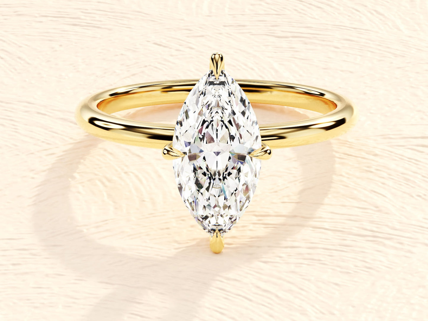 Solitaire Ring with 1.50 CT Marquise Moissanite