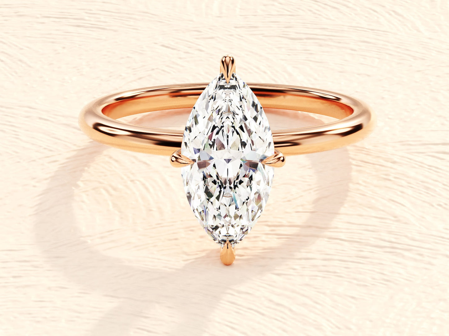 Solitaire Ring with 1.50 CT Marquise Moissanite