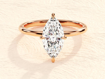 Solitaire Ring with 1.50 CT Marquise Moissanite