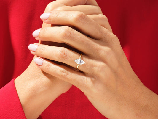 Solitaire Ring with 1.50 CT Marquise Moissanite