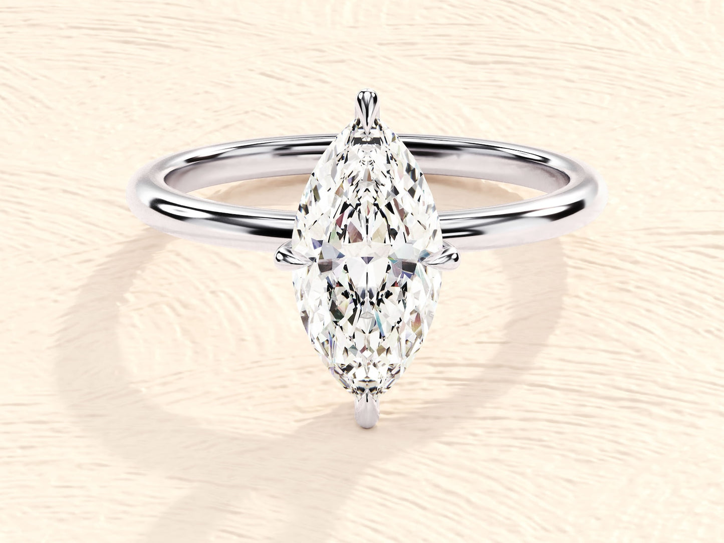 Solitaire Ring with 1.50 CT Marquise Moissanite