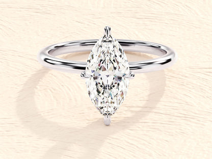 Solitaire Ring with 1.50 CT Marquise Moissanite