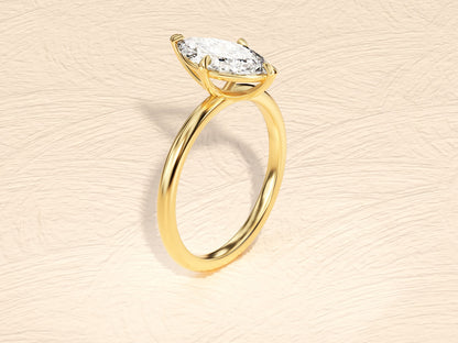 Solitaire Ring with 1.50 CT Marquise Moissanite