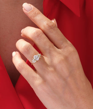 Cluster Ring with 2.0 CT Oval Moissanite