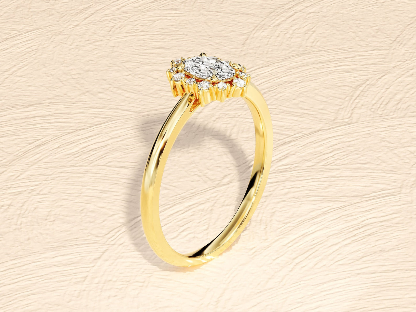Halo Ring with 0.50 CT Oval Moissanite