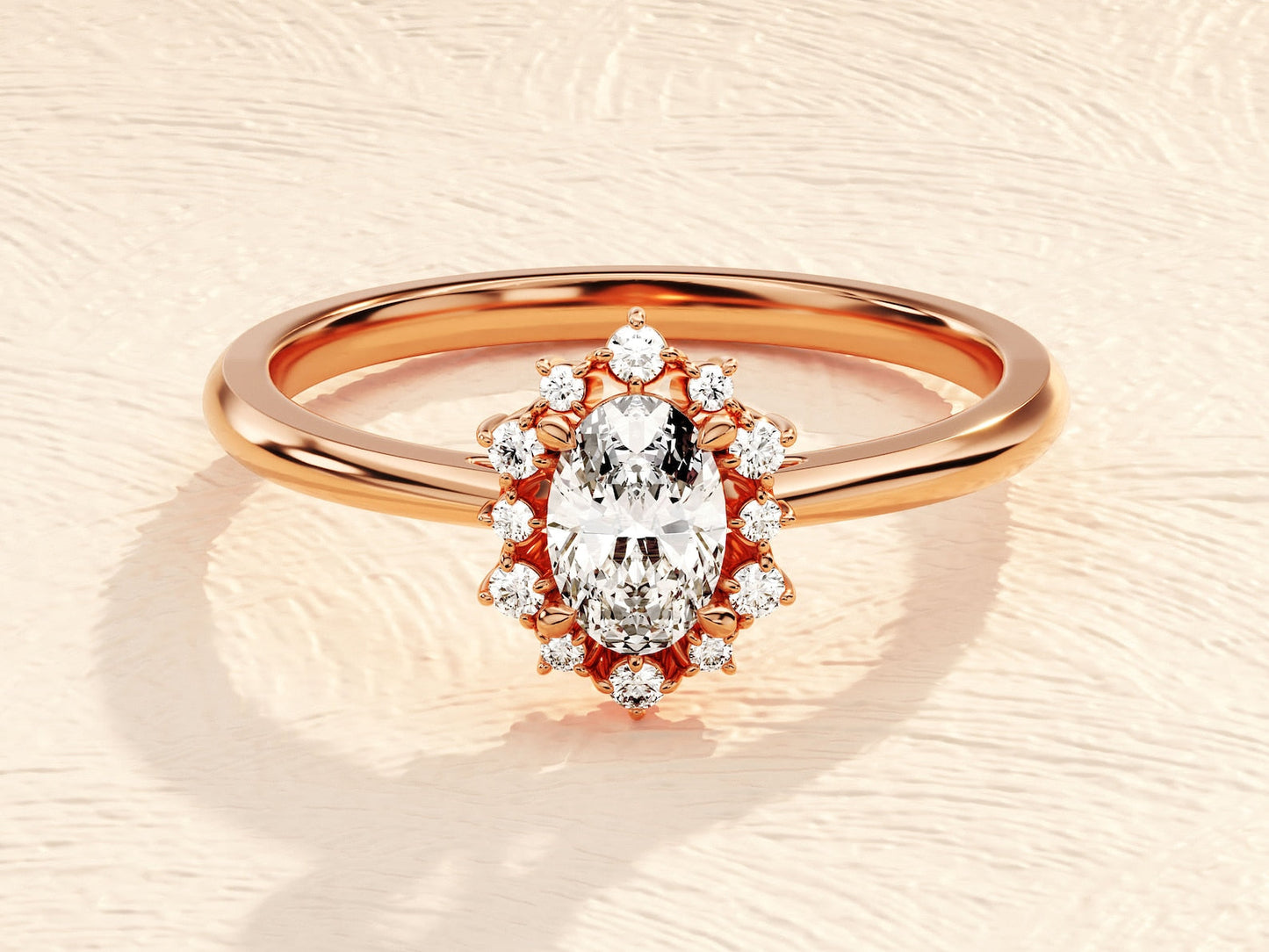 Halo Ring with 0.50 CT Oval Moissanite