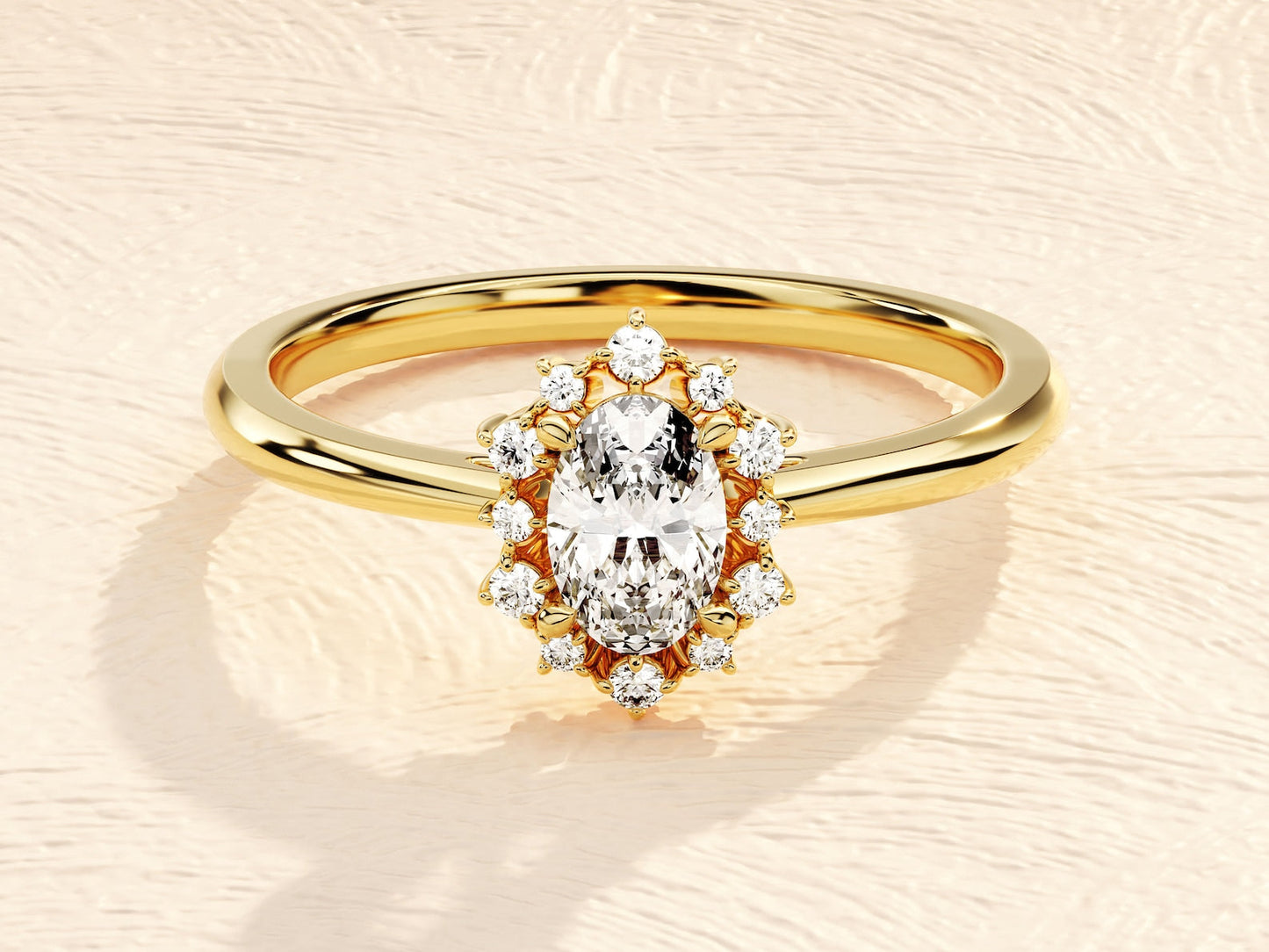 Halo Ring with 0.50 CT Oval Moissanite