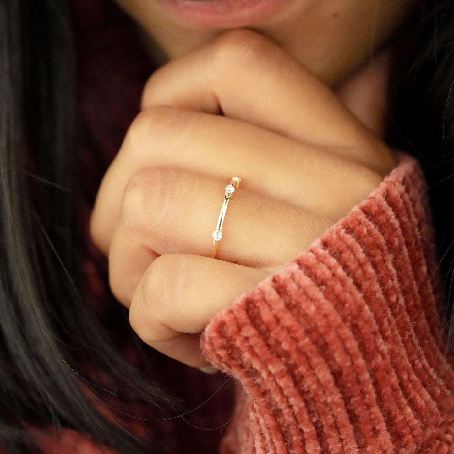 Dainty Band with 0.18 TCW Round Cut Moissanite