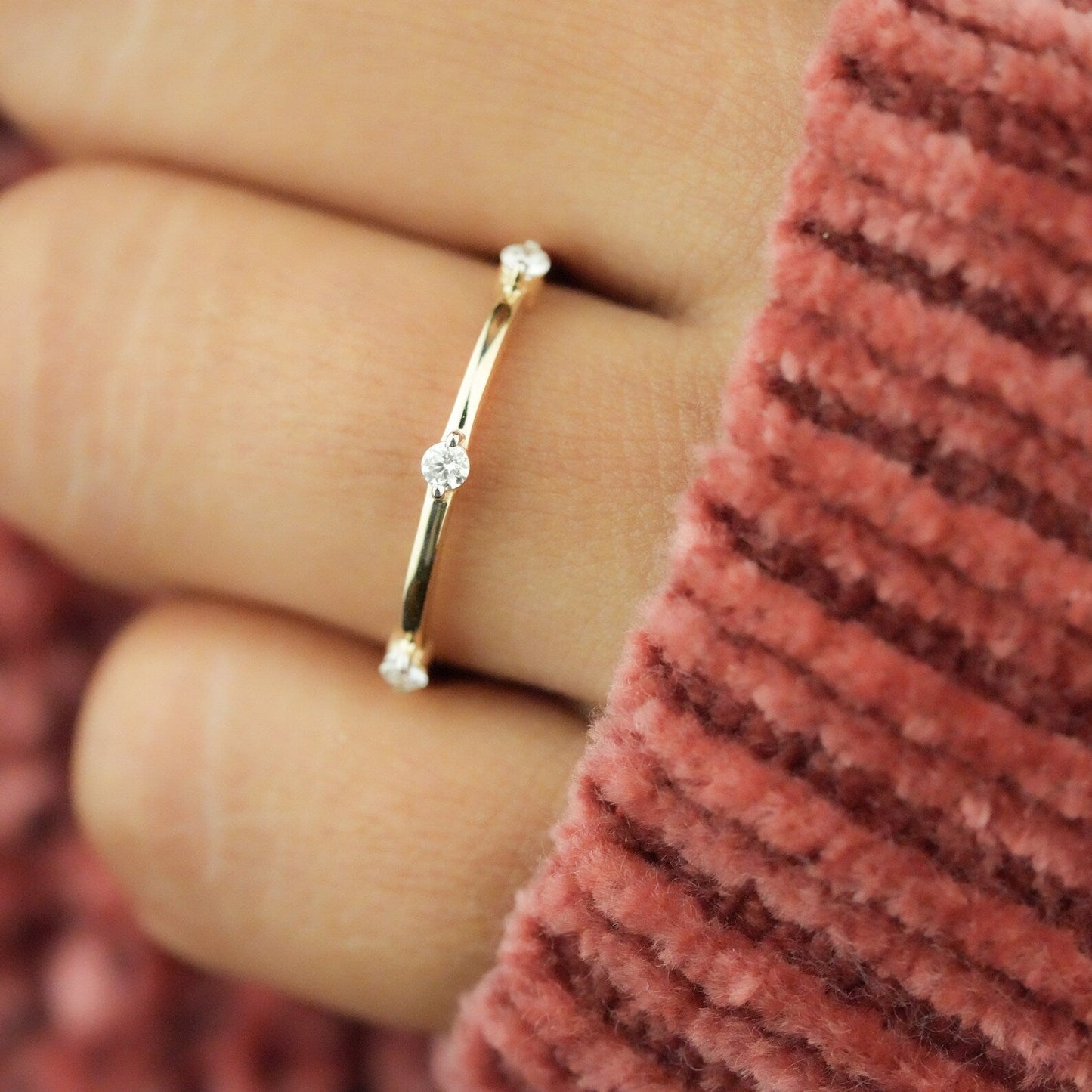 Dainty Band with 0.18 TCW Round Cut Moissanite