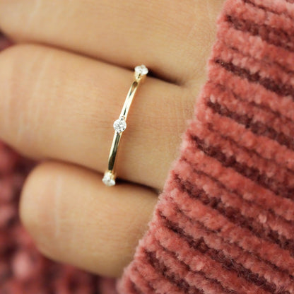 Dainty Band with 0.18 TCW Round Cut Moissanite