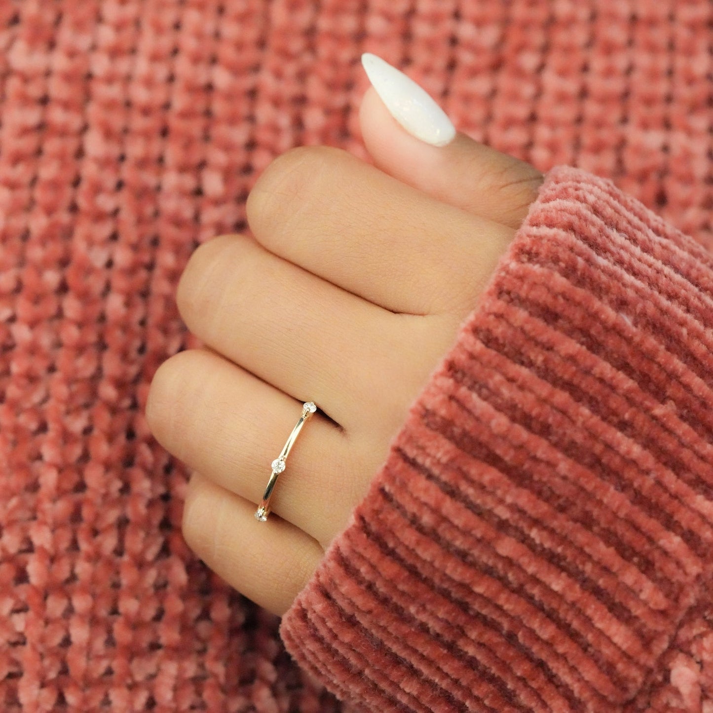 Dainty Band with 0.18 TCW Round Cut Moissanite