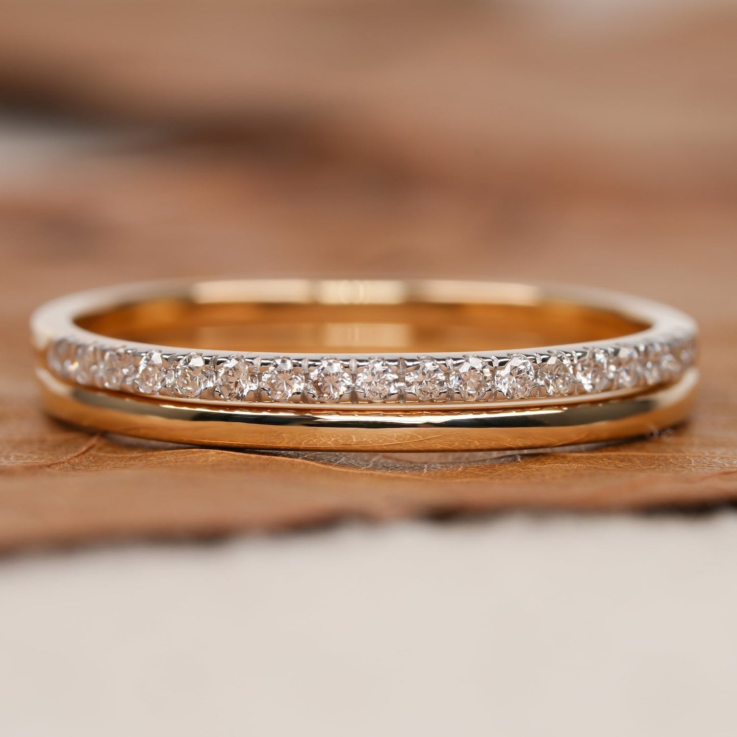 Eternity & Gold Plain Band with 0.15 TCW Round Cut Moissanite