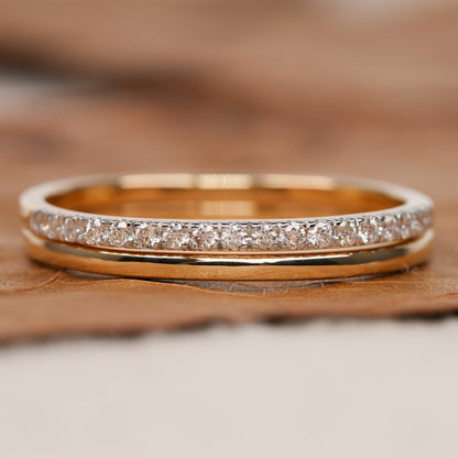 Eternity & Gold Plain Band with 0.15 TCW Round Cut Moissanite