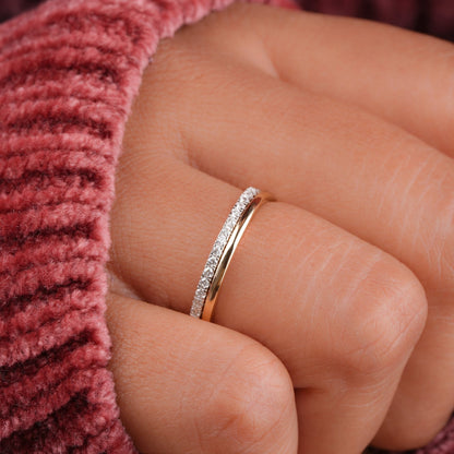 Eternity & Gold Plain Band with 0.15 TCW Round Cut Moissanite