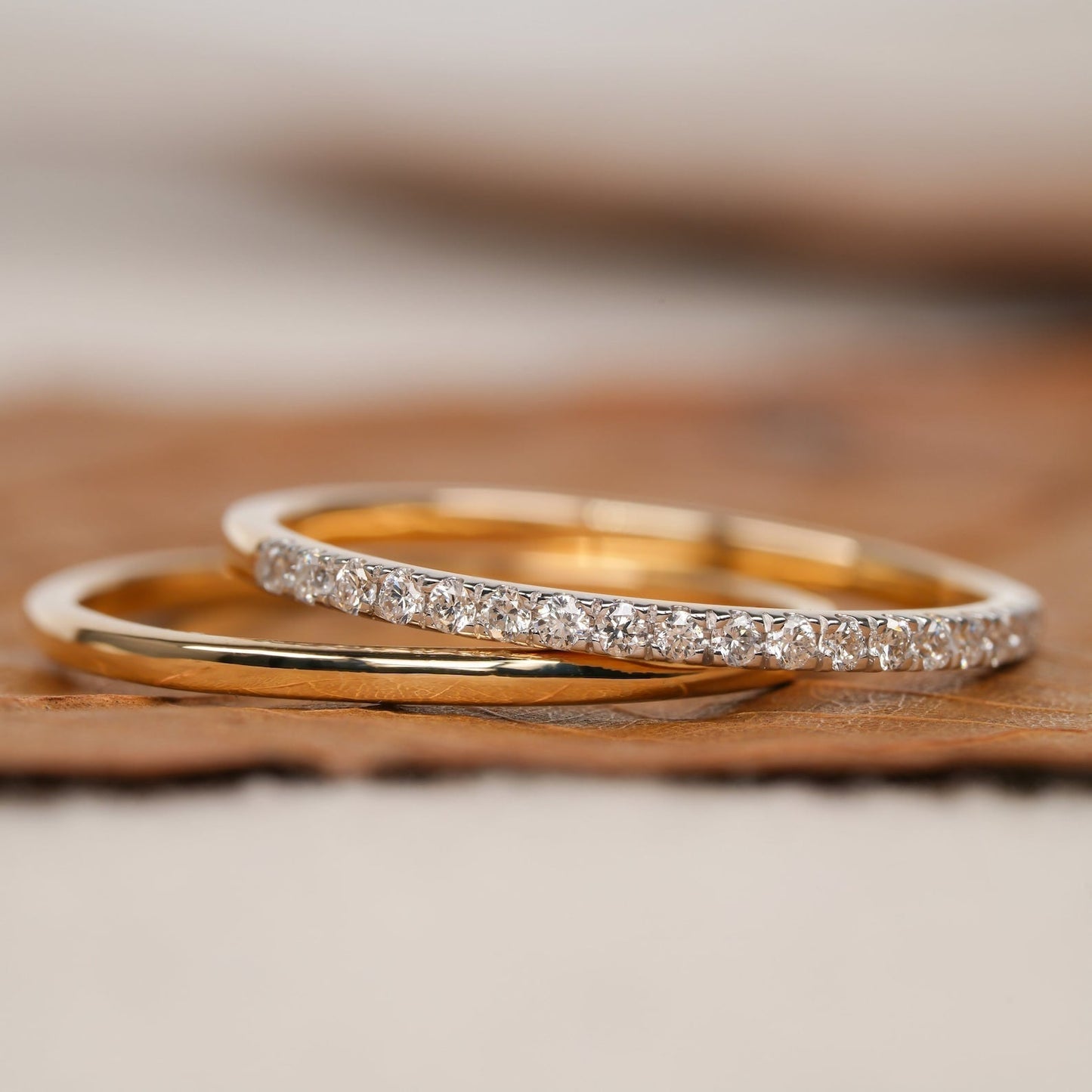 Eternity & Gold Plain Band with 0.15 TCW Round Cut Moissanite