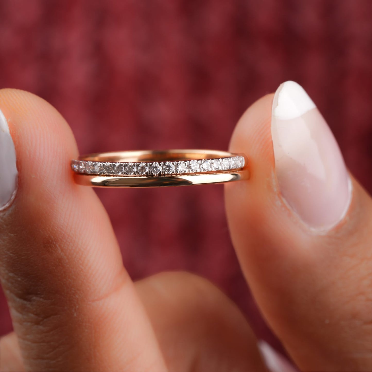 Eternity & Gold Plain Band with 0.15 TCW Round Cut Moissanite