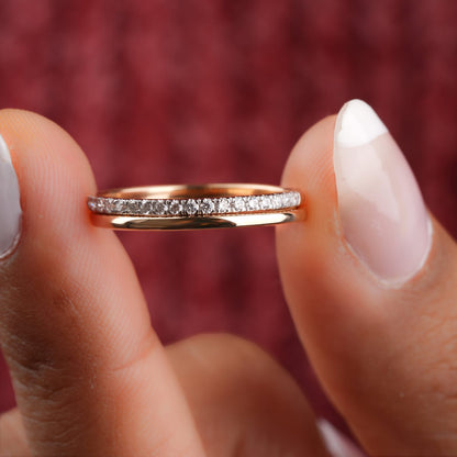 Eternity & Gold Plain Band with 0.15 TCW Round Cut Moissanite