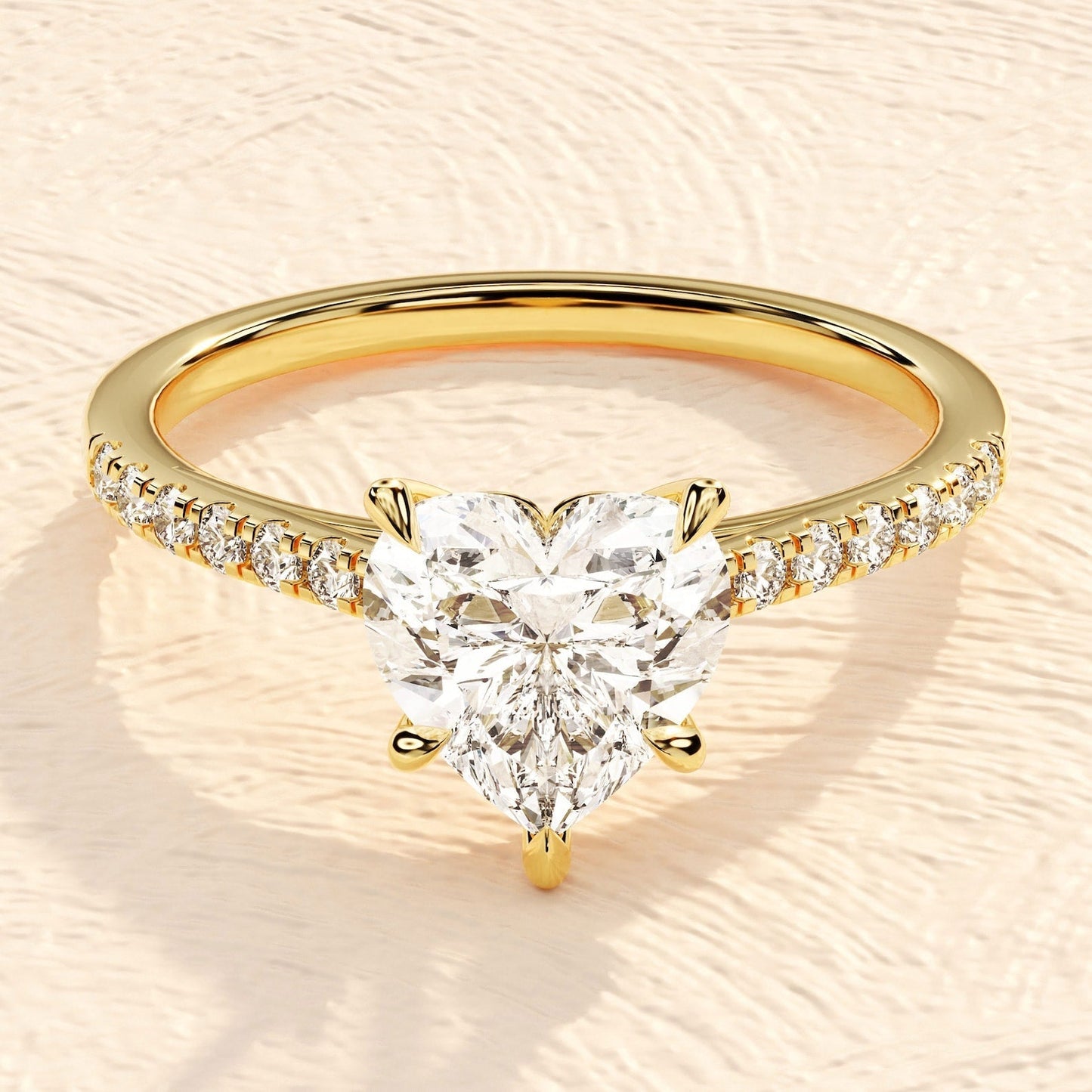 Pave Setting Ring with 1.50 CT Heart Moissanite