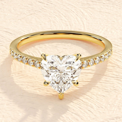 Pave Setting Ring with 1.50 CT Heart Moissanite