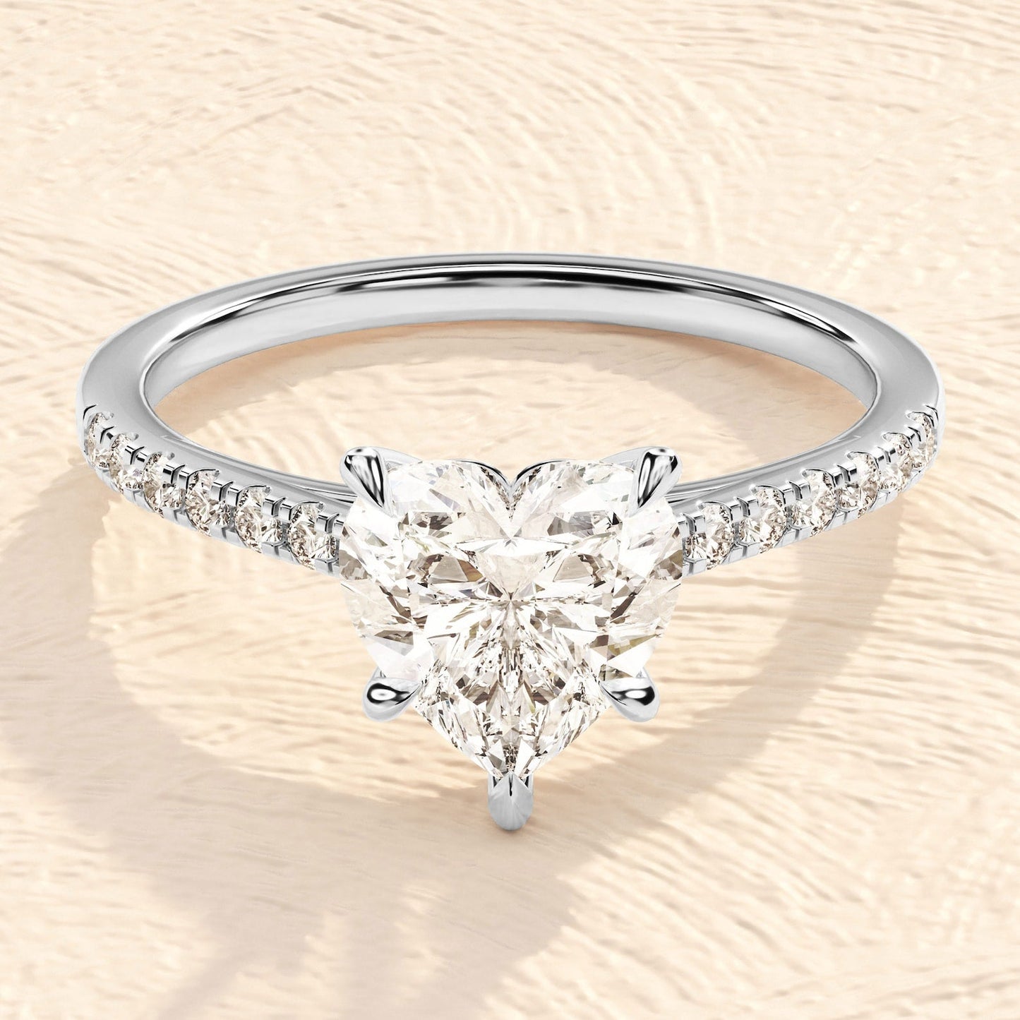 Pave Setting Ring with 1.50 CT Heart Moissanite