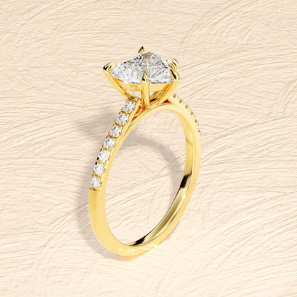 Pave Setting Ring with 1.50 CT Heart Moissanite