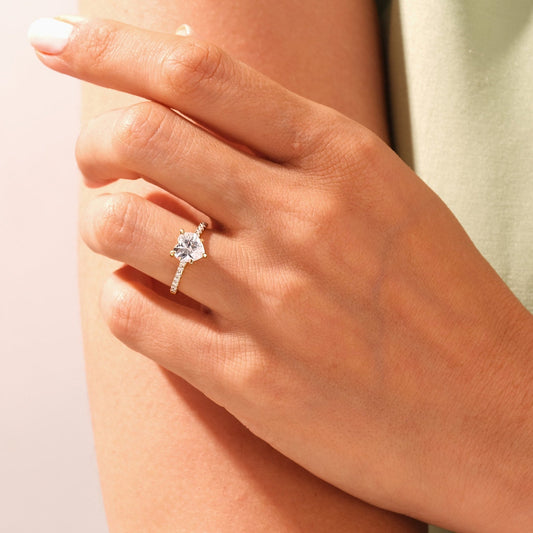 Pave Setting Ring with 1.50 CT Heart Moissanite
