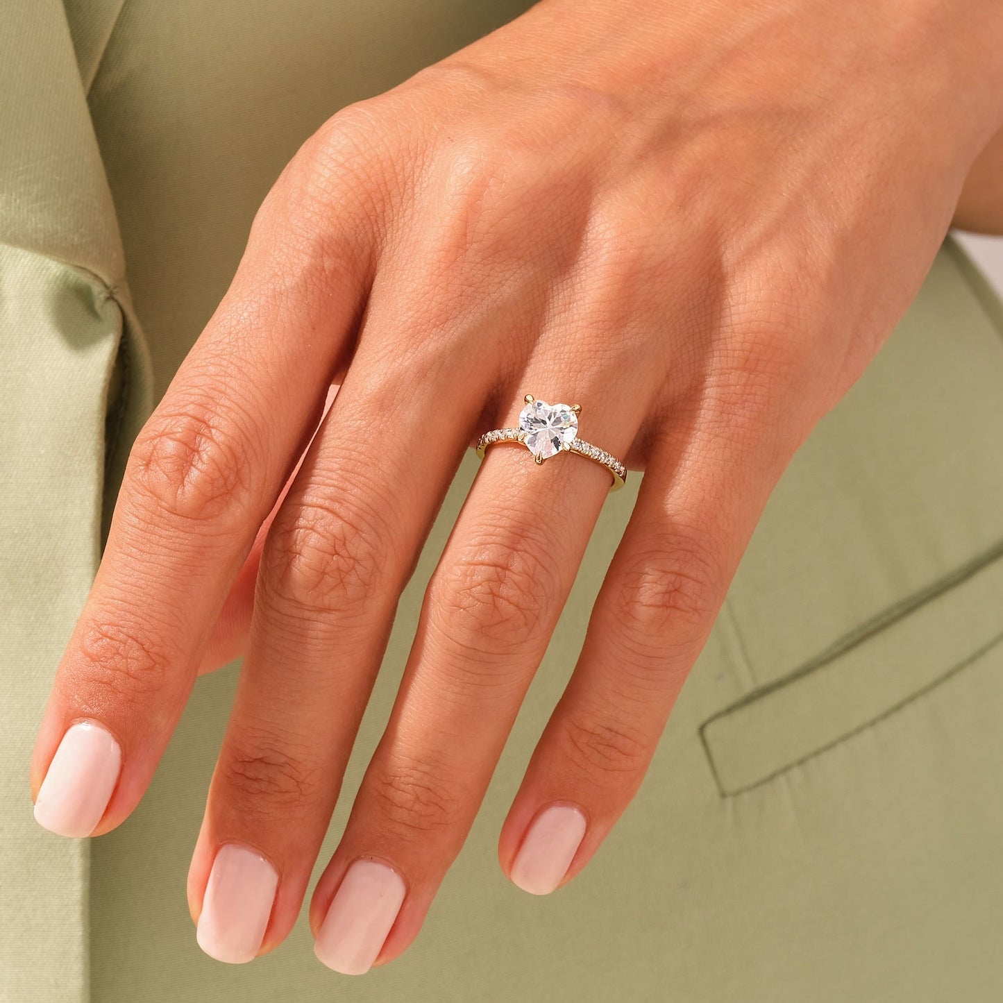 Pave Setting Ring with 1.50 CT Heart Moissanite
