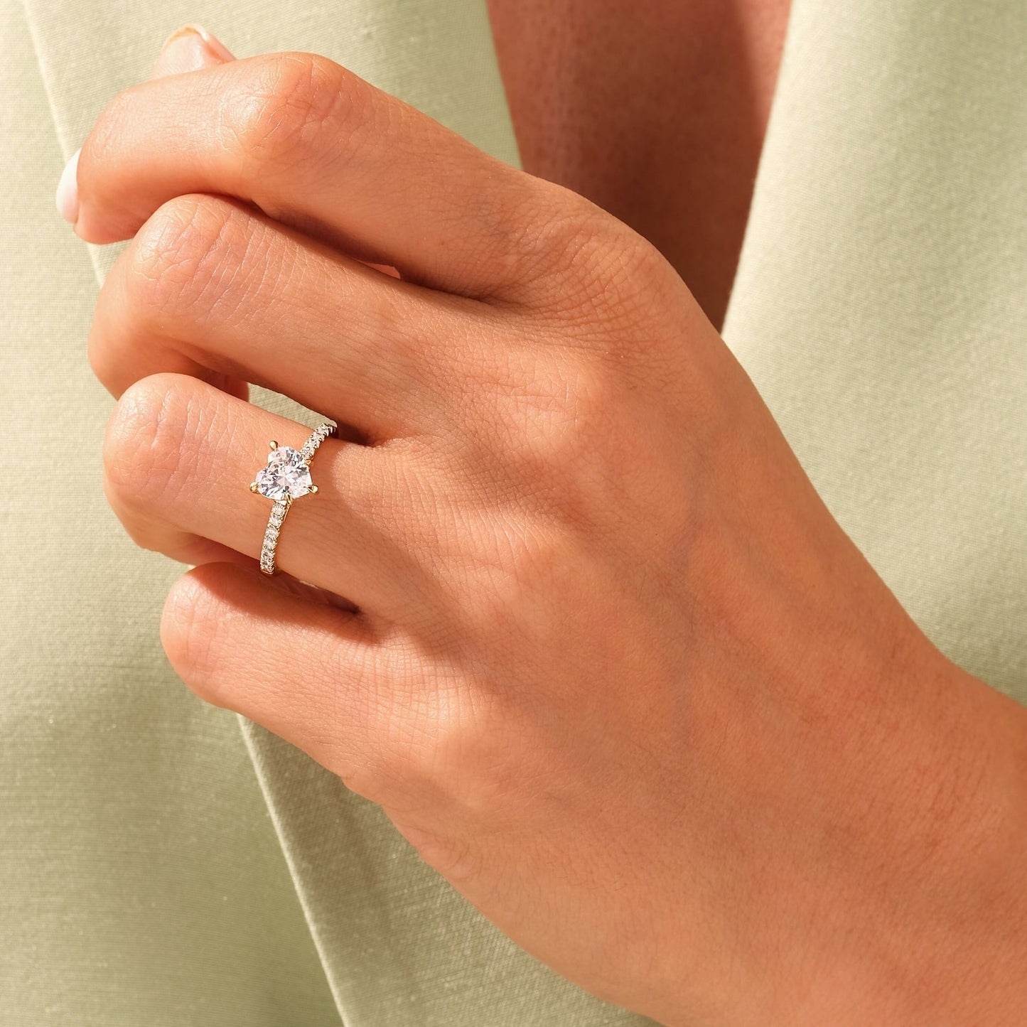 Pave Setting Ring with 1.50 CT Heart Moissanite