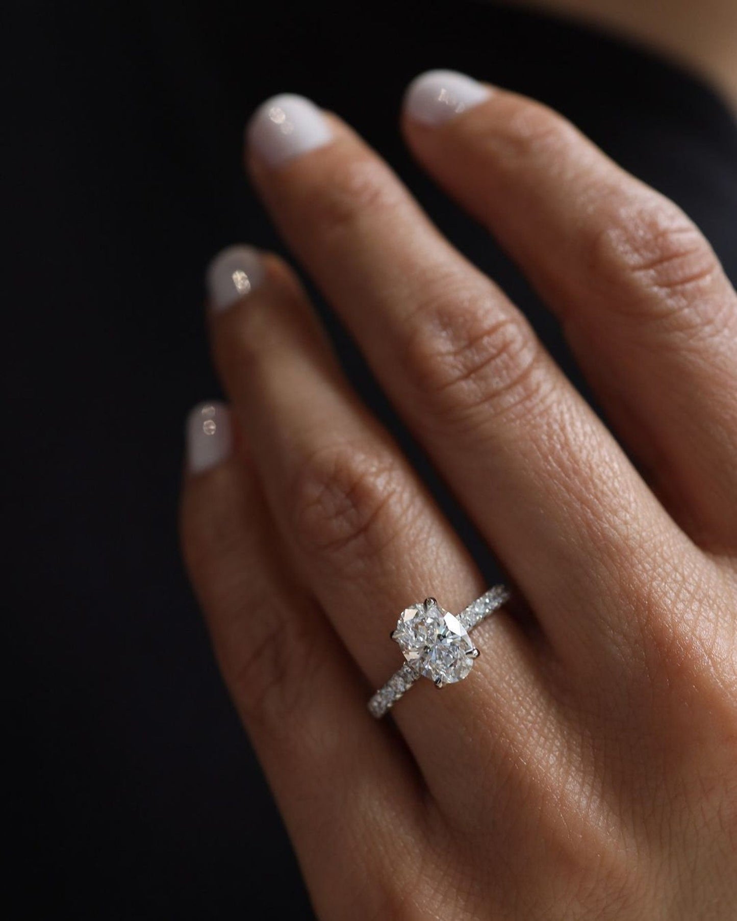 Pave Setting Ring with 3.0 CT Oval Cut Moissanite ( First 30% Order Amount)