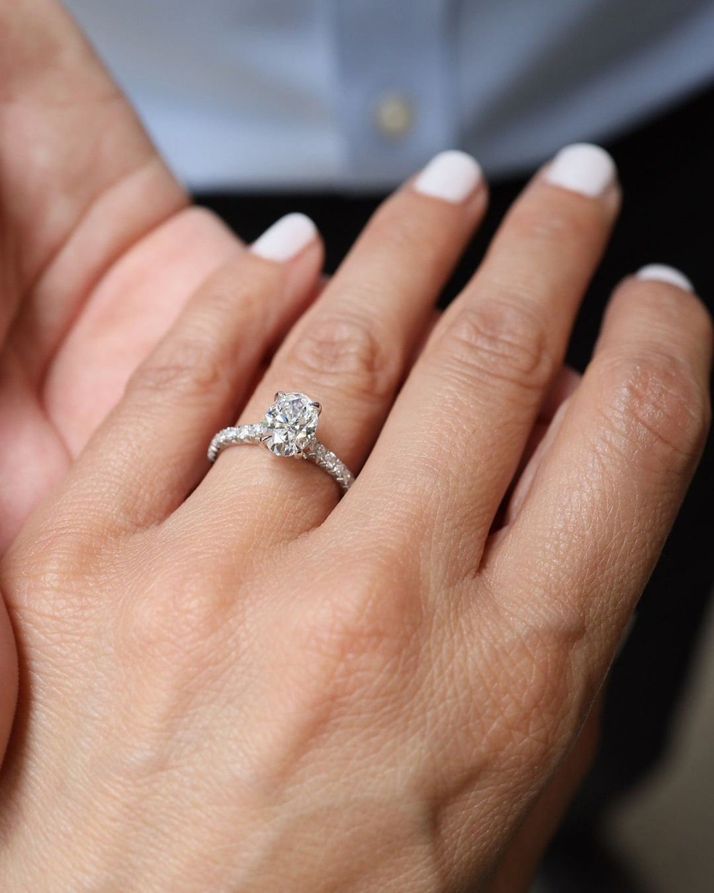 Pave Setting Ring with 3.0 CT Oval Cut Moissanite ( First 30% Order Amount)