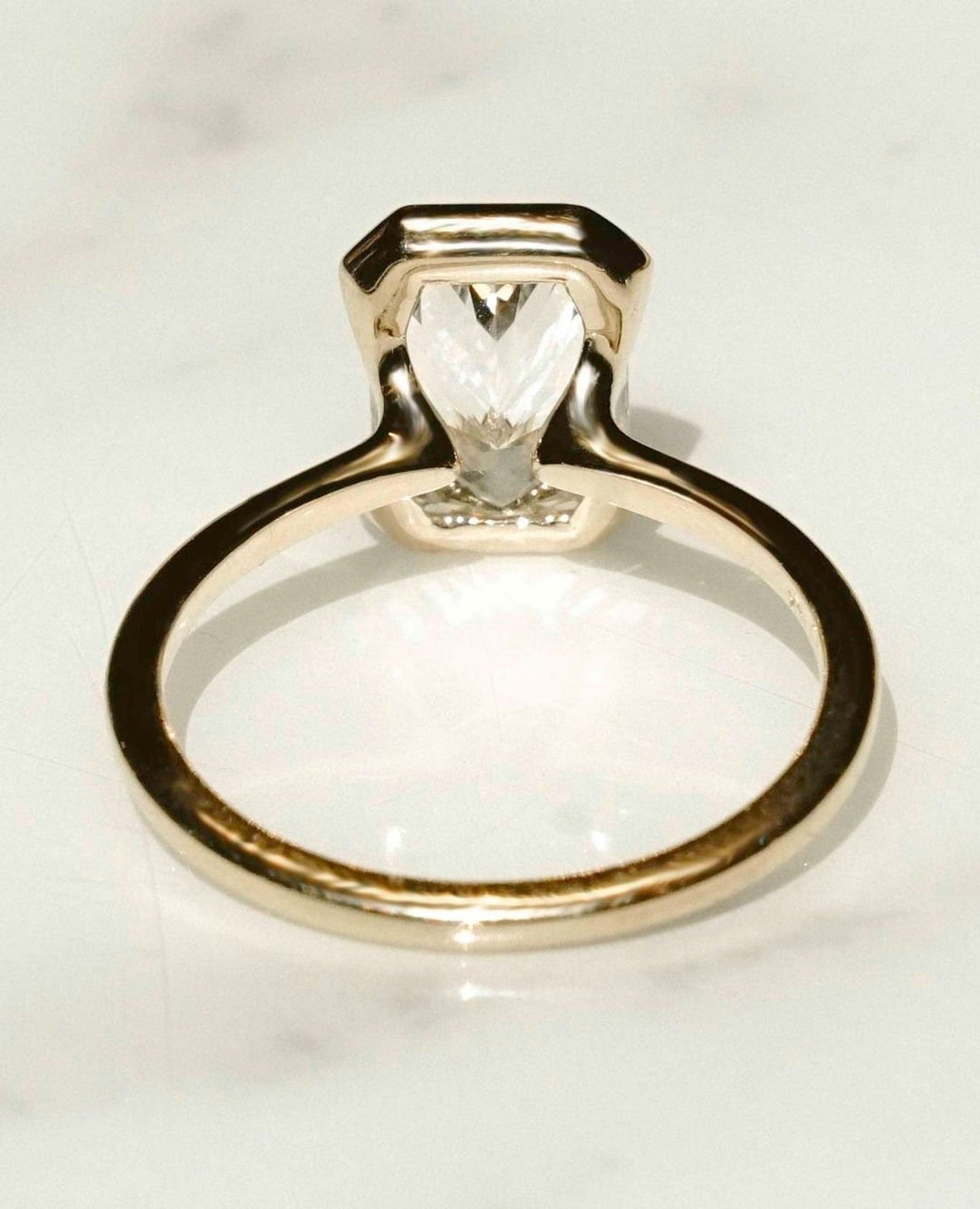 Half Bezel Ring with 1.50 CT Radiant Cut Moissanite