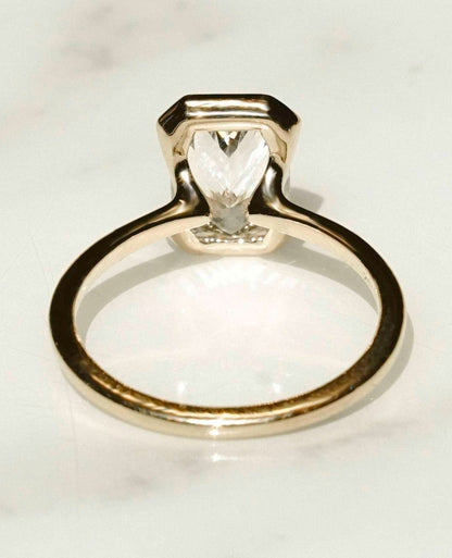 Half Bezel Ring with 1.50 CT Radiant Cut Moissanite