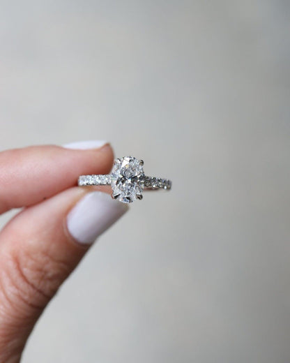 Pave Setting Ring with 3.0 CT Oval Cut Moissanite ( First 30% Order Amount)