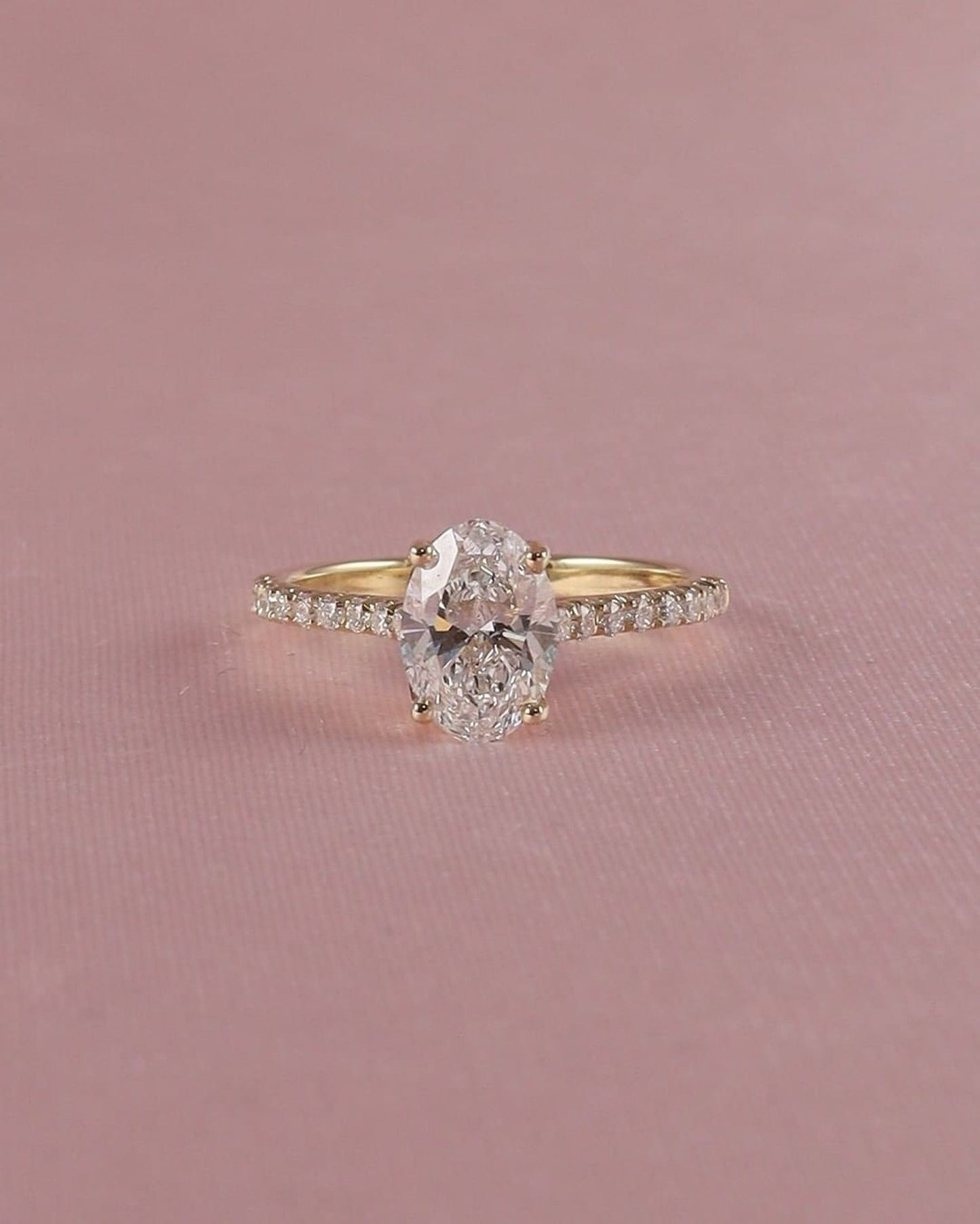 Pave Setting Ring with 3.0 CT Oval Cut Moissanite ( First 30% Order Amount)